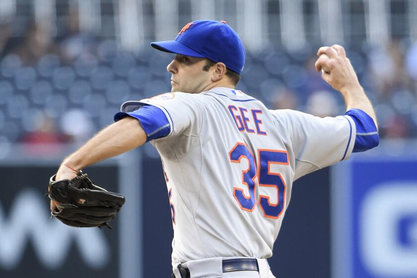 Mets starter Dillon Gee works against the Padres during a game June 3 in San Diego.