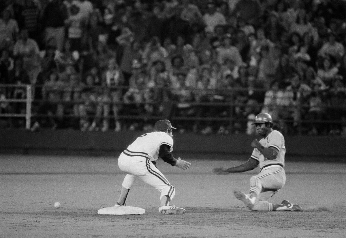 Lou Brock of the St. Louis Cardinals sets the record for stolen bases at 893 against Padres on Aug. 29, 1977.