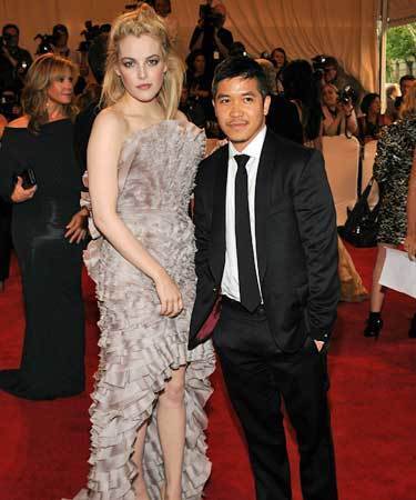 Model-actress Riley Keough and designer Thakoon Panichgul, who designed her dress.
