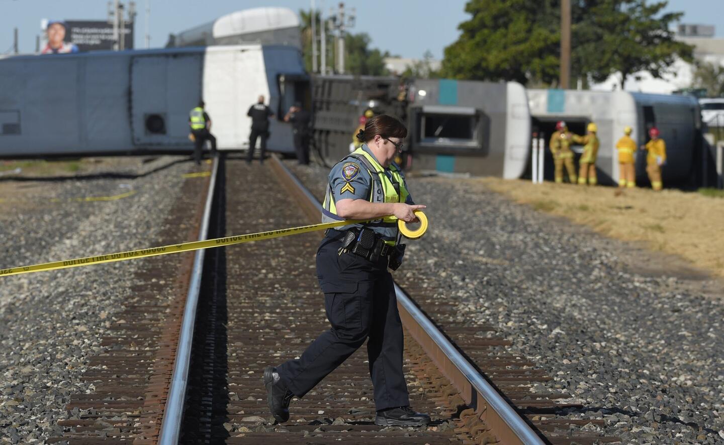 California commuter train derails