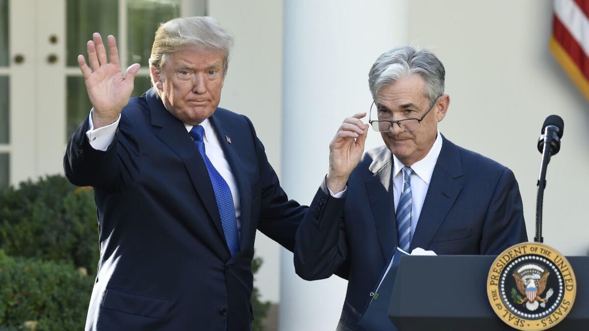 President Trump waves after announcing the nomination of Jerome H. Powell as chairman of the Federal Reserve at the White House on Nov. 2, 2017.