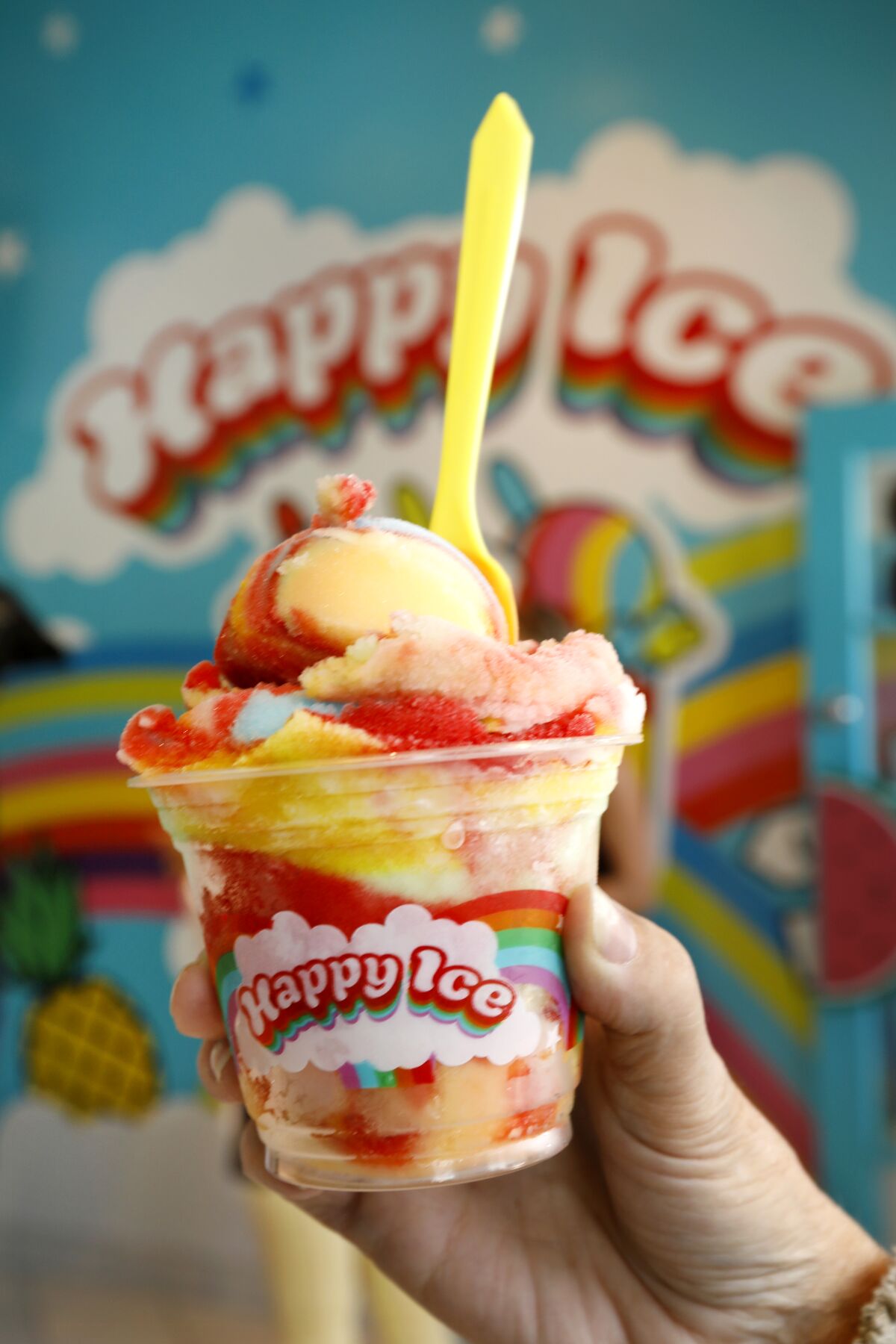 A cup of water ice from Happy Ice, Lemeir Mitchell's new dessert shop on Melrose Avenue.
