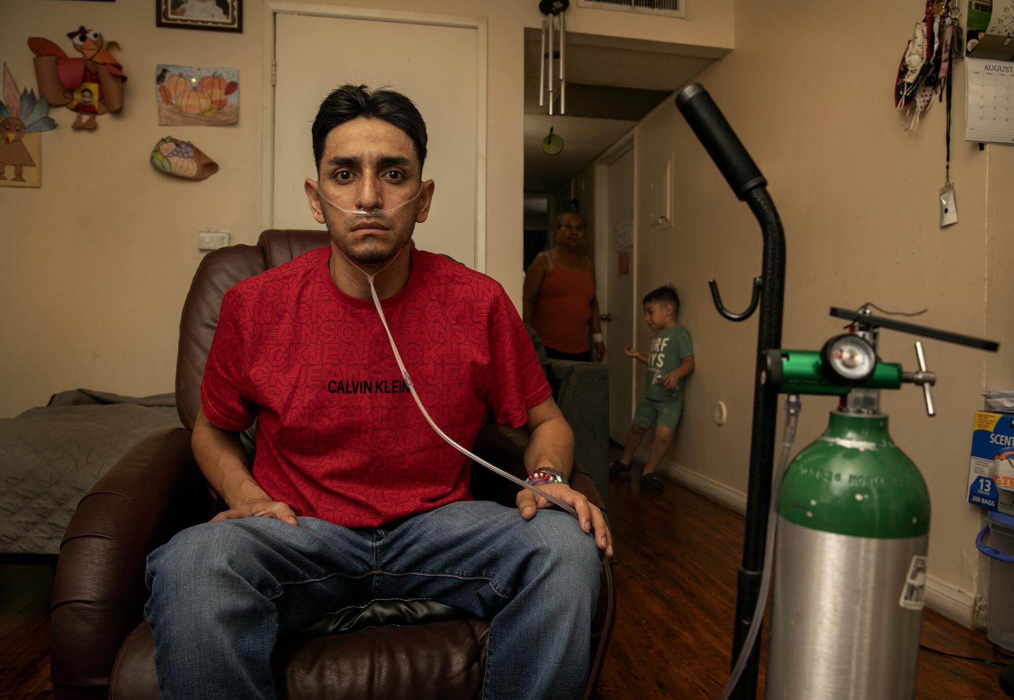 Leobardo Segura Meza, who suffers from silicosis, is photographed in his Pacoima home.
