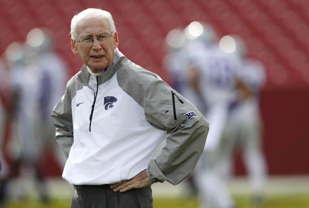 Kansas State Coach Bill Snyder looks on before a game against Iowa State on Oct. 29, 2016.