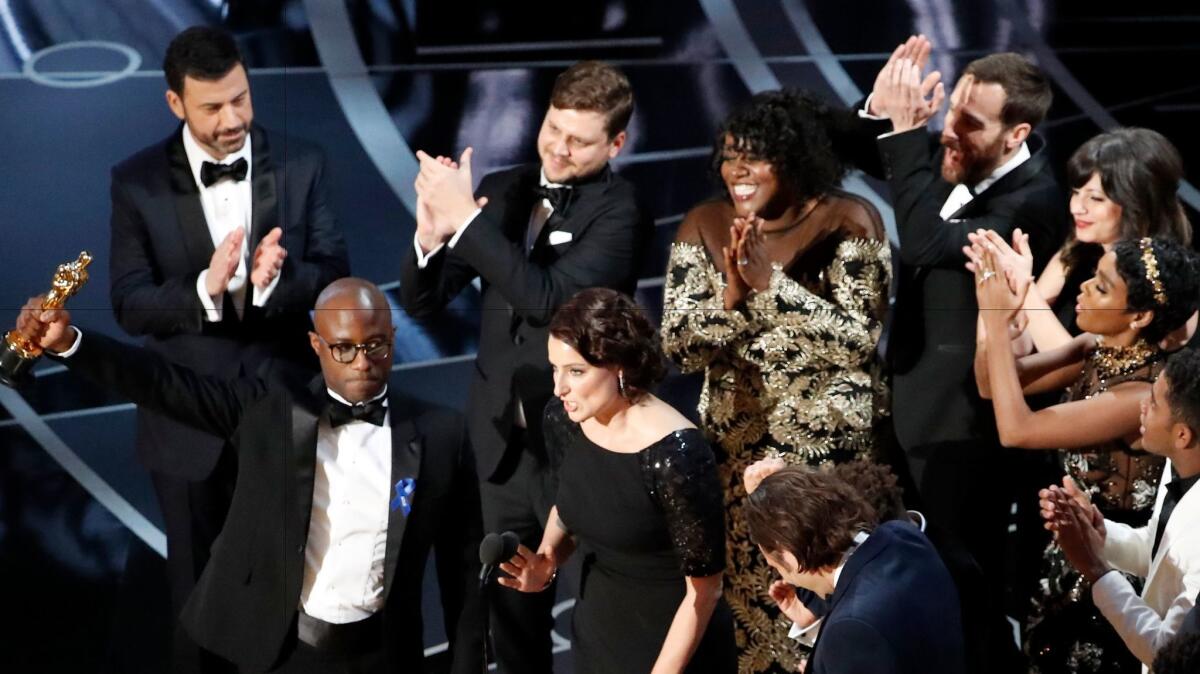 Barry Jenkins accepts the best picture Oscar for "Moonlight" at the 89th Academy Awards.