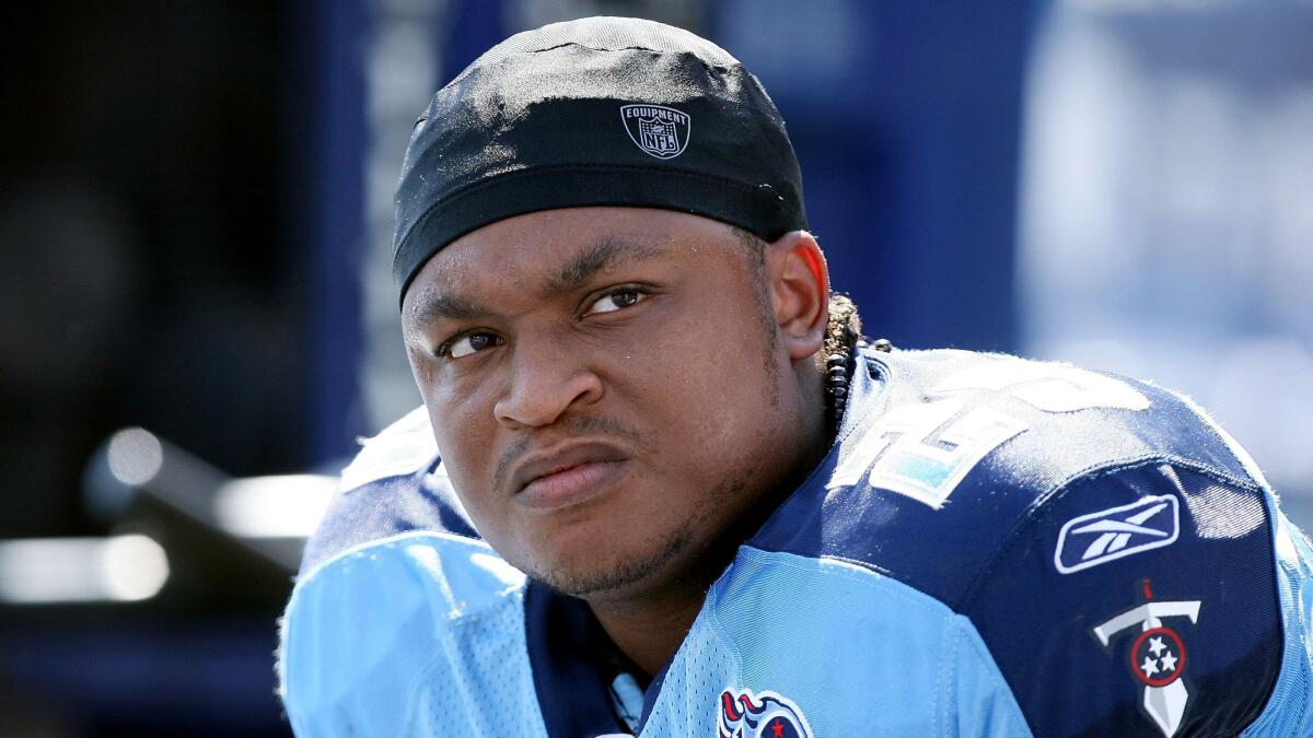 Tennessee Titans running back LenDale White, a former USC player, looks on during a game in 2008.