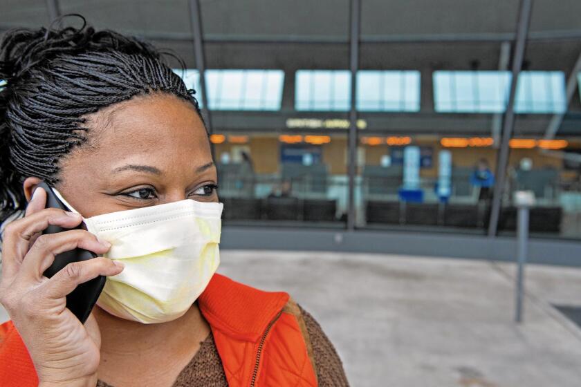 A face mask can lessen germs' spread. Other options: hand sanitizer and anti-bacterial wipes.