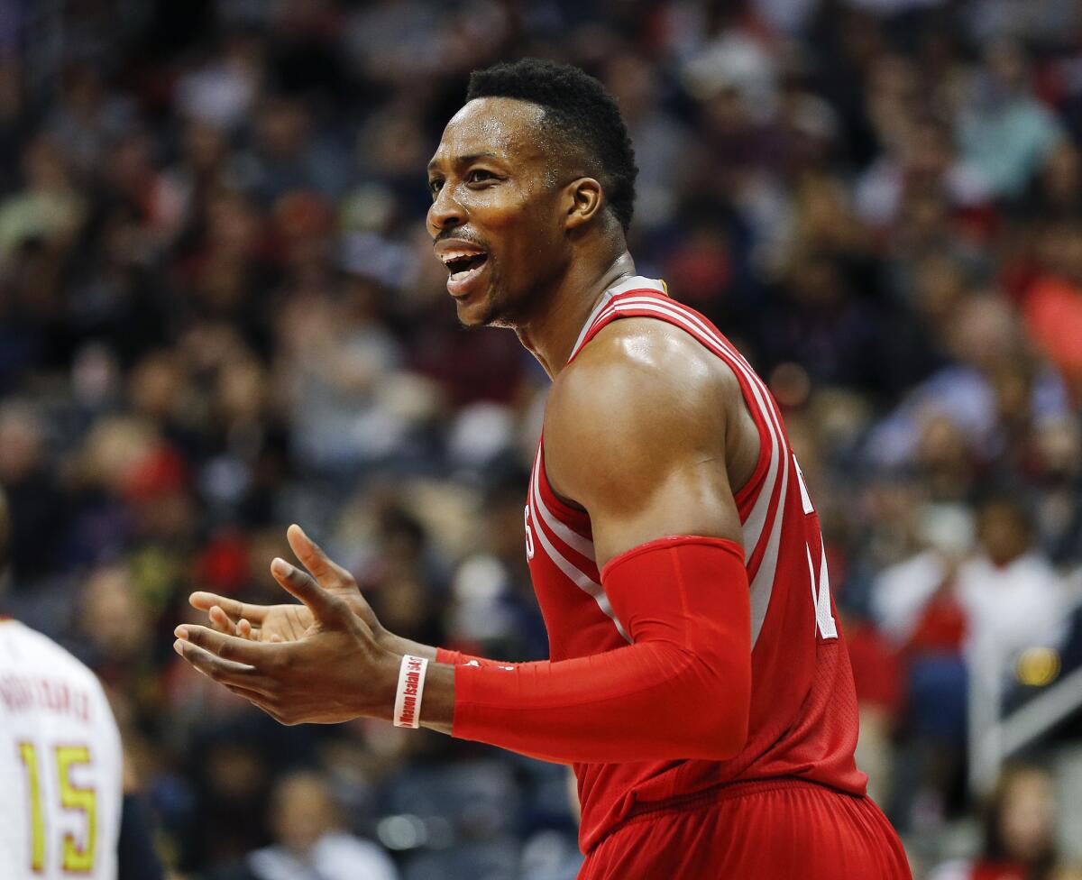 Center Dwight Howard doesn't like being called for a foul during a game last season against Atlanta.