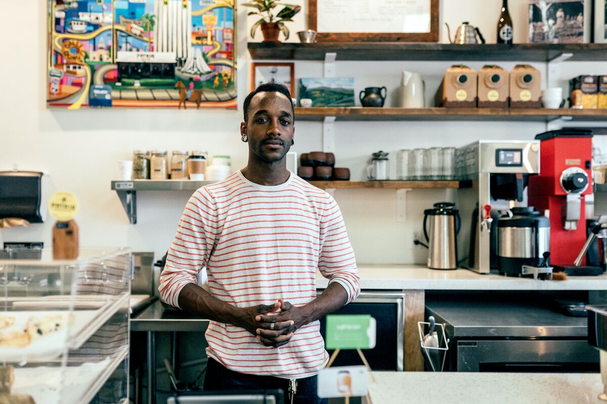Yoshawn Smith is lead barista at Patria Coffee in Compton.