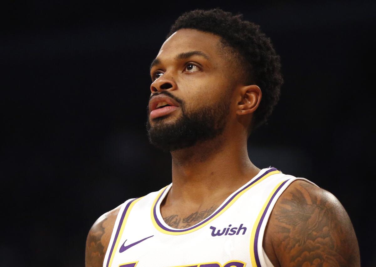 Former Laker Troy Daniels, now a member of the Denver Nuggets, doesn't have a home basketball court so he has been unable to shoot during the NBA shutdown. 