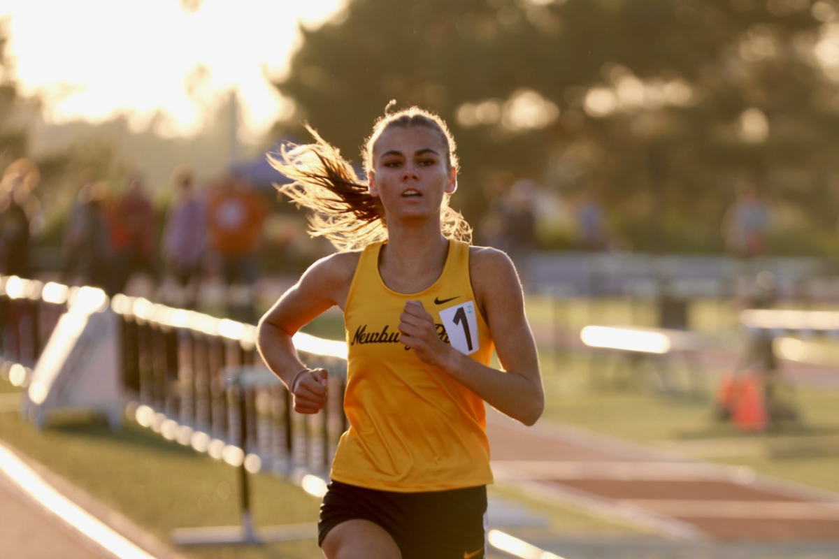 Newbury Park senior Samantha McDonnell wins the girls' 800 meters.