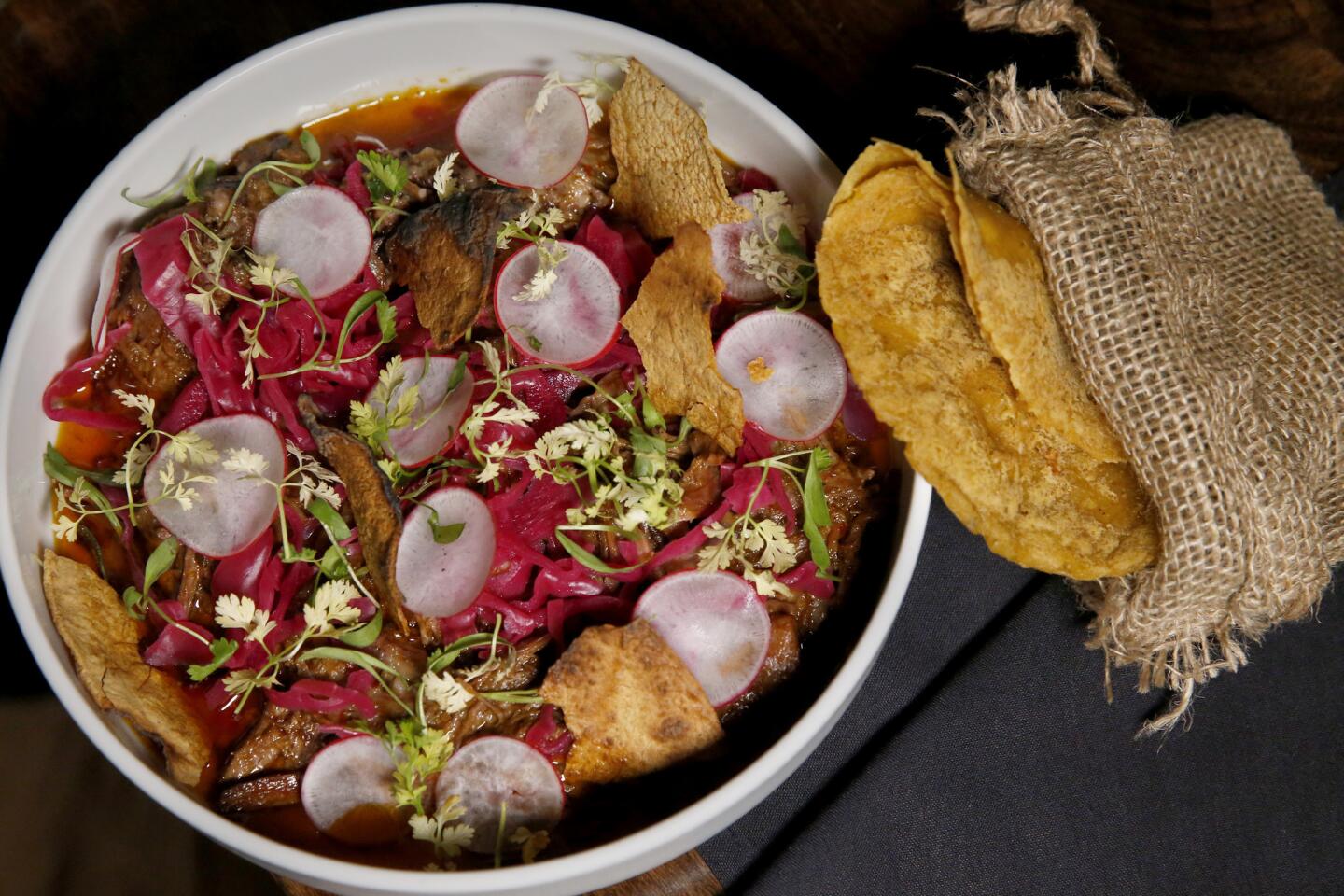 Chef Danny Godinez's lamb barbacoa served with fresh tortillas at his new Pasadena restaurant Maestro