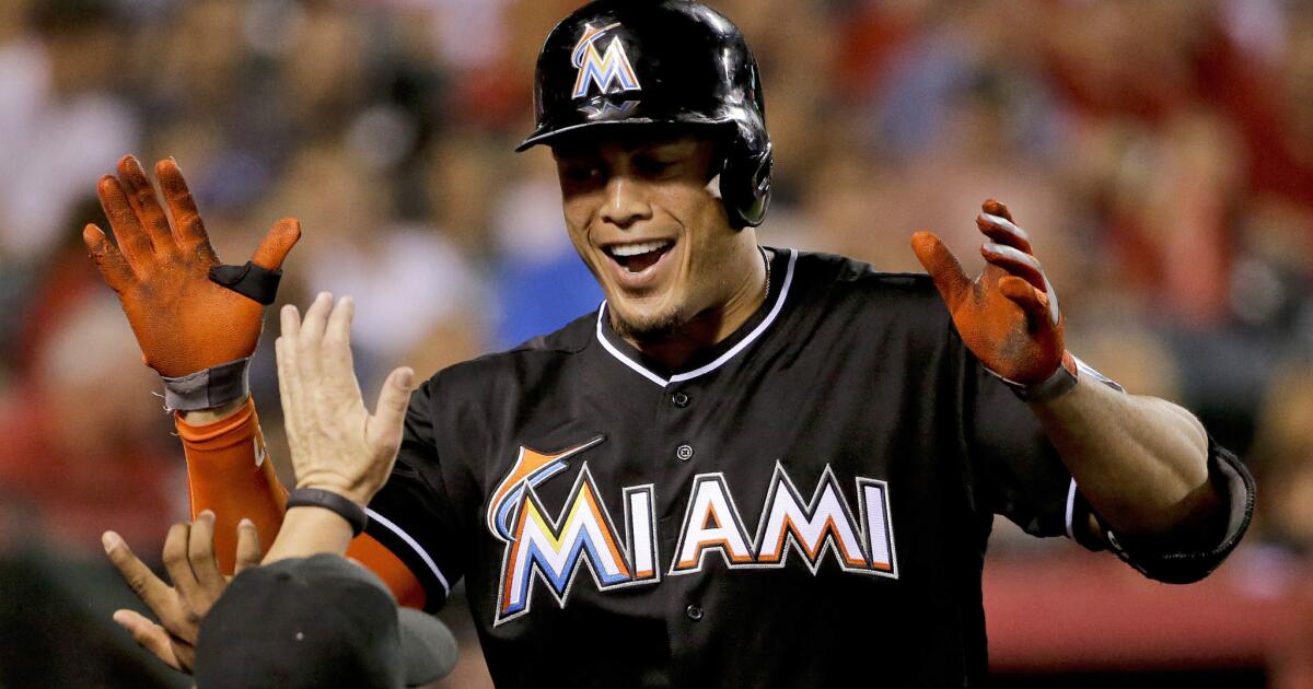 Giancarlo Stanton on Miami Marlins: 'No more backpedaling' - Los Angeles  Times