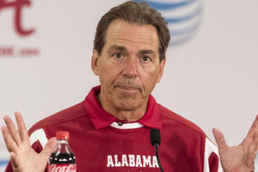 Alabama Coach Nick Saban, shown at a news conference last week, announced Sunday that defensive tackle Jonathan Taylor has been dismissed from the team.