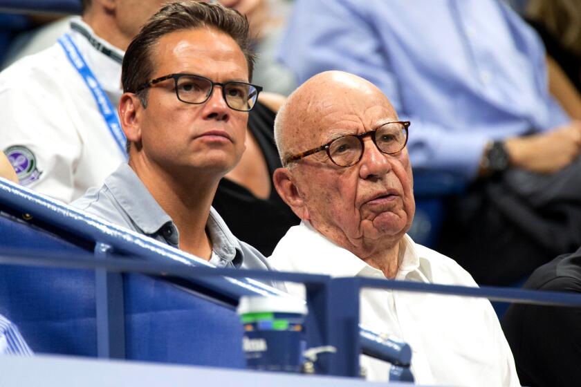 NEW YORK, NY - SEPTEMBER 05: Lachlan Murdoch and Rupert Murdoch at Day 10 of the US Open held at the USTA Tennis Center on September 5, 2018 in New York City. (Photo by Adrian Edwards/GC Images)