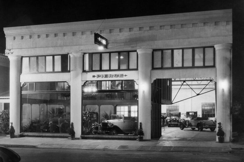 Pierce car dealership, circa 1929 (ONE TIME USE)