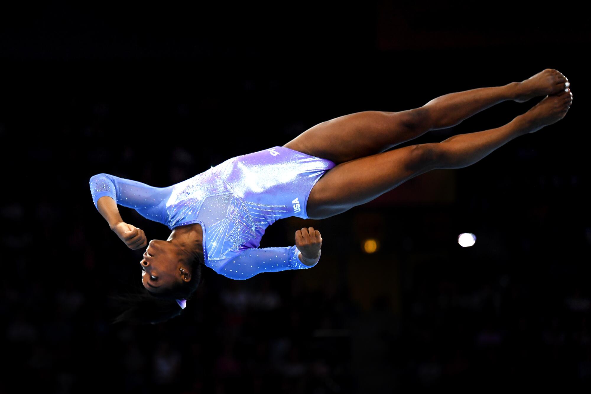 Simone Biles competes in Germany in 2019.