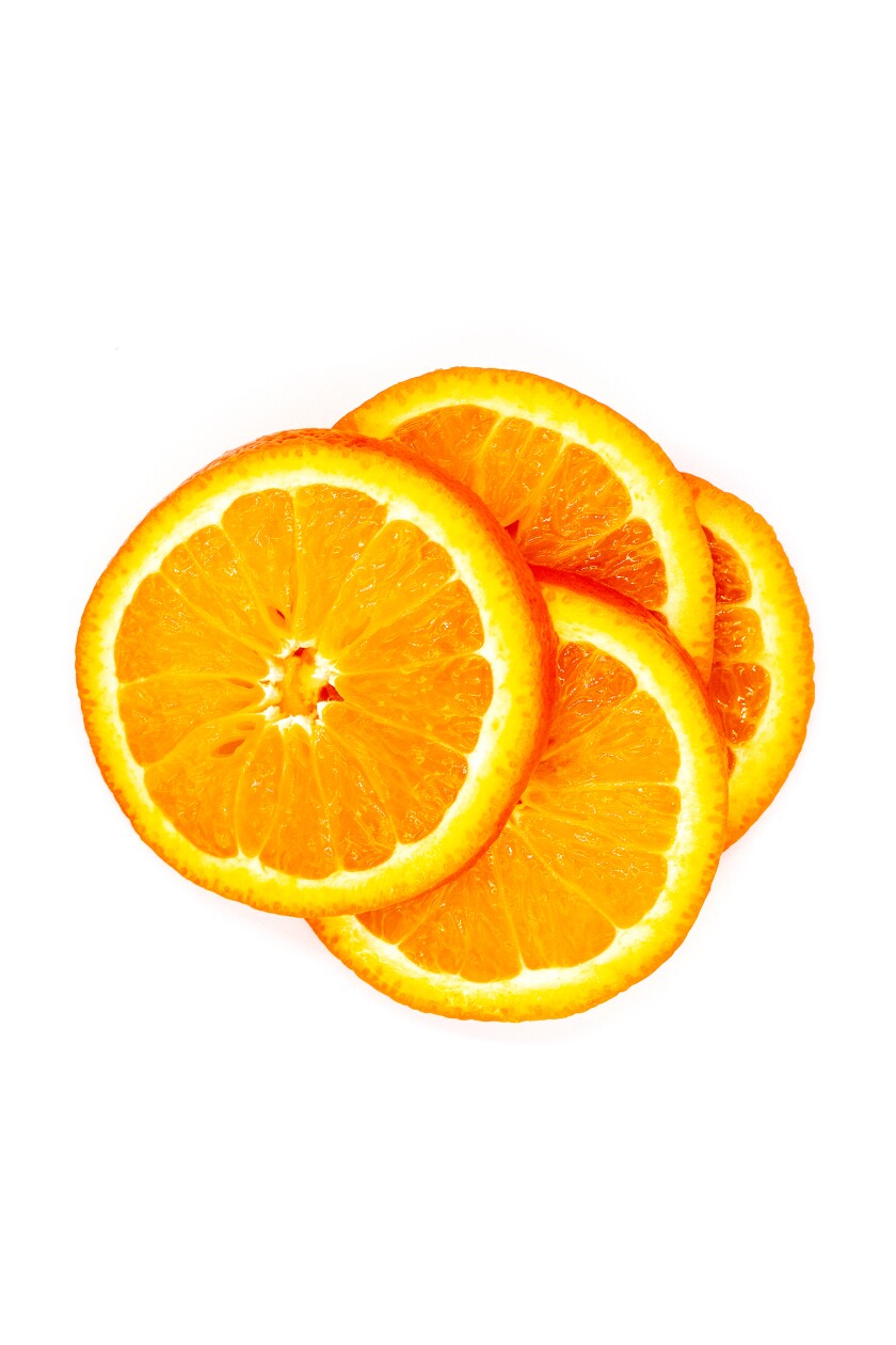 Four citrus slices stacked