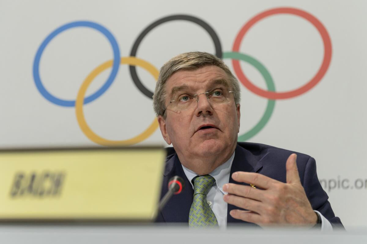 Fotografía de archivo del 9 de julio de 2014 del presidente del Comité Olímpico Internacional, Thomas Bach, durante una conferencia de prensa en las oficinas generales del COI en Lausana, Suiza.