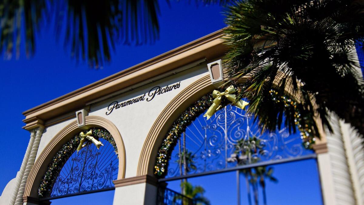 Shown is the Melrose entrance to Paramount Pictures in Hollywood.