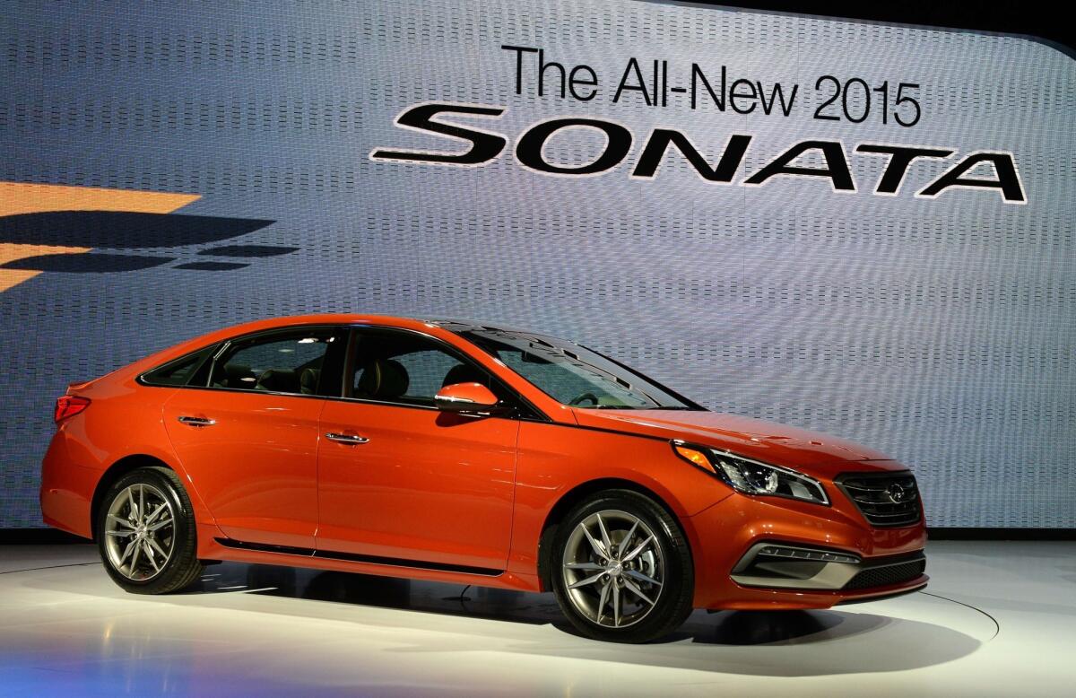 The 2015 Hyundai Sonata is unveiled in April at the Jacob Javits Center in New York.