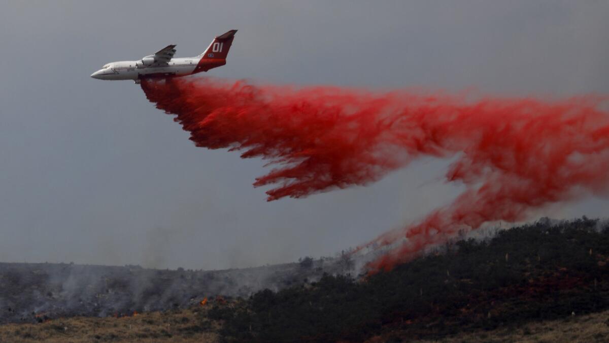 Aircraft are working the Stone fire in Aqua Dulce on June 4, 2018.