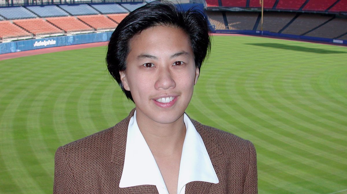 A Dodgers portrait of Kim Ng when she was the team's assistant general manager. 