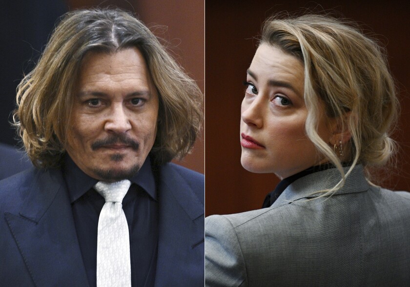 En esta combinación de fotografías los actores Johnny Depp, izquierda, y Amber Heard 