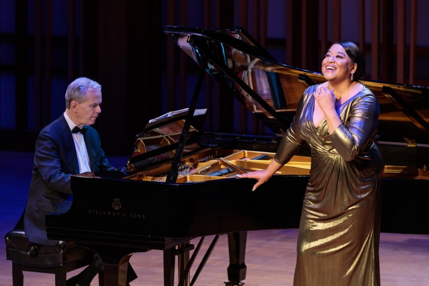 Soprano Michelle Bradley and pianist Brian Zeger during a recital at the San Diego Opera on November 20 
