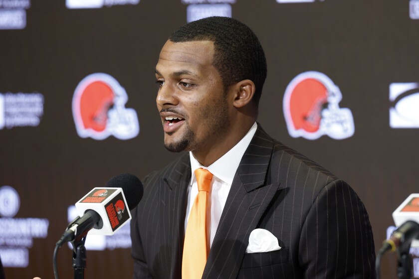 ARCHIVO - El nuevo quarterback de los Browns de Cleveland, Deshaun Watson