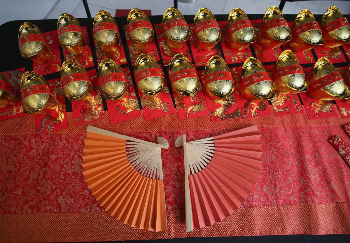 Decorations that will be part of the Lunar New Year celebration concert on Feb. 10 in Costa Mesa.