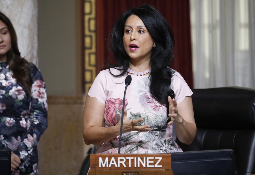 Los Angeles City Councilwoman Nury Martinez addresses the council in December