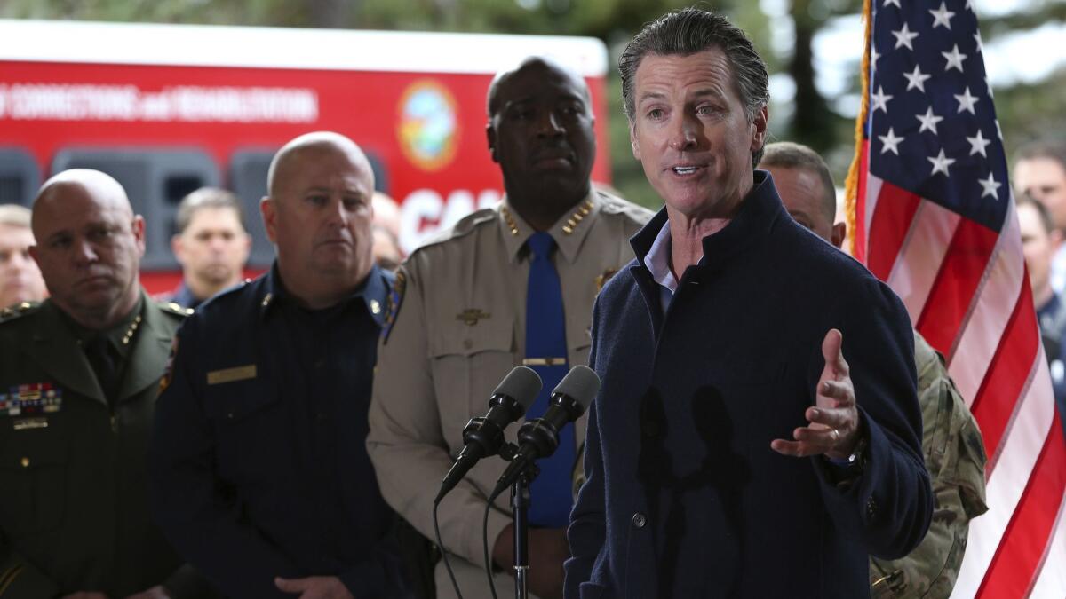 Gov. Newsom visits the California Department of Forestry and Fire Protection station in Colfax, Calif. on Jan. 8.