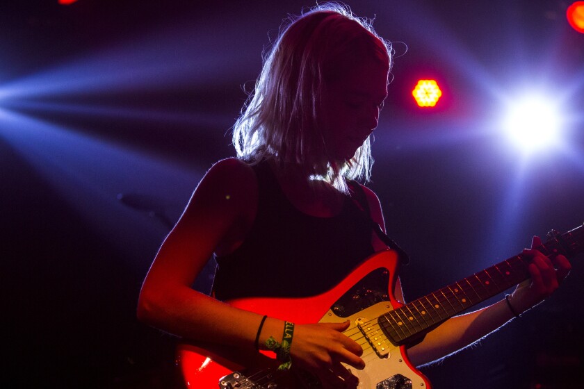 Lindsey Jordan, who performs under the name Snail Mail, is shown on stage at the 2018 Coachella Valley Music & Arts Festival in Indio. She performs Wednesday in San Diego at the Music Box.