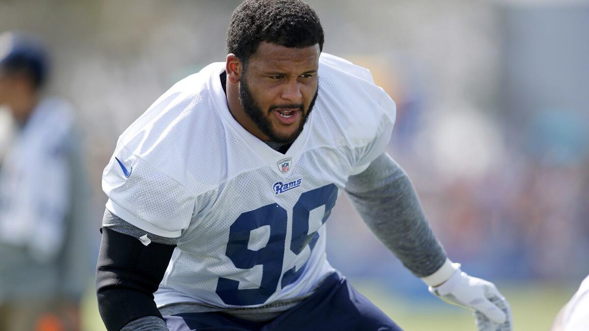 Rams defensive tackle Aaron Donald has amassed 28 sacks en route to three consecutive Pro Bowl selections.