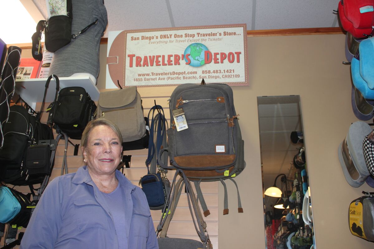 Kay Thayer, owner of Traveler's Depot on Garnet Avenue, has decided to shut the store and liquidate its stock of travel books, maps, luggage, outfits, equipment and accessories.