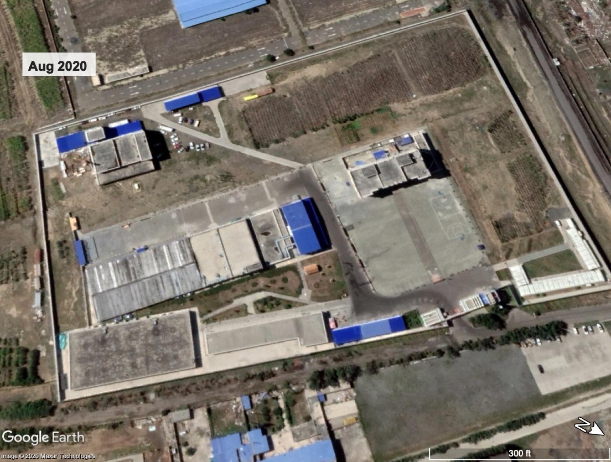 Satellite imagery of the same site in August 2020 shows that internal walls and fencing have been removed.