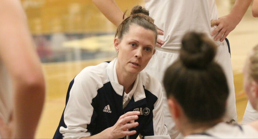 Aubree Smithey, head coach of SDA's CIF title-winning girls' basketball team.