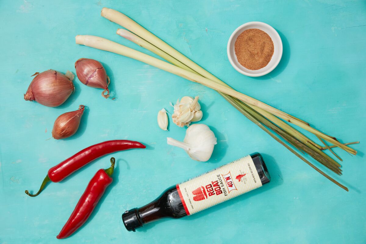 Ingredients for Grilled Lemongrass Pork Chops with Radish Nuoc Cham
