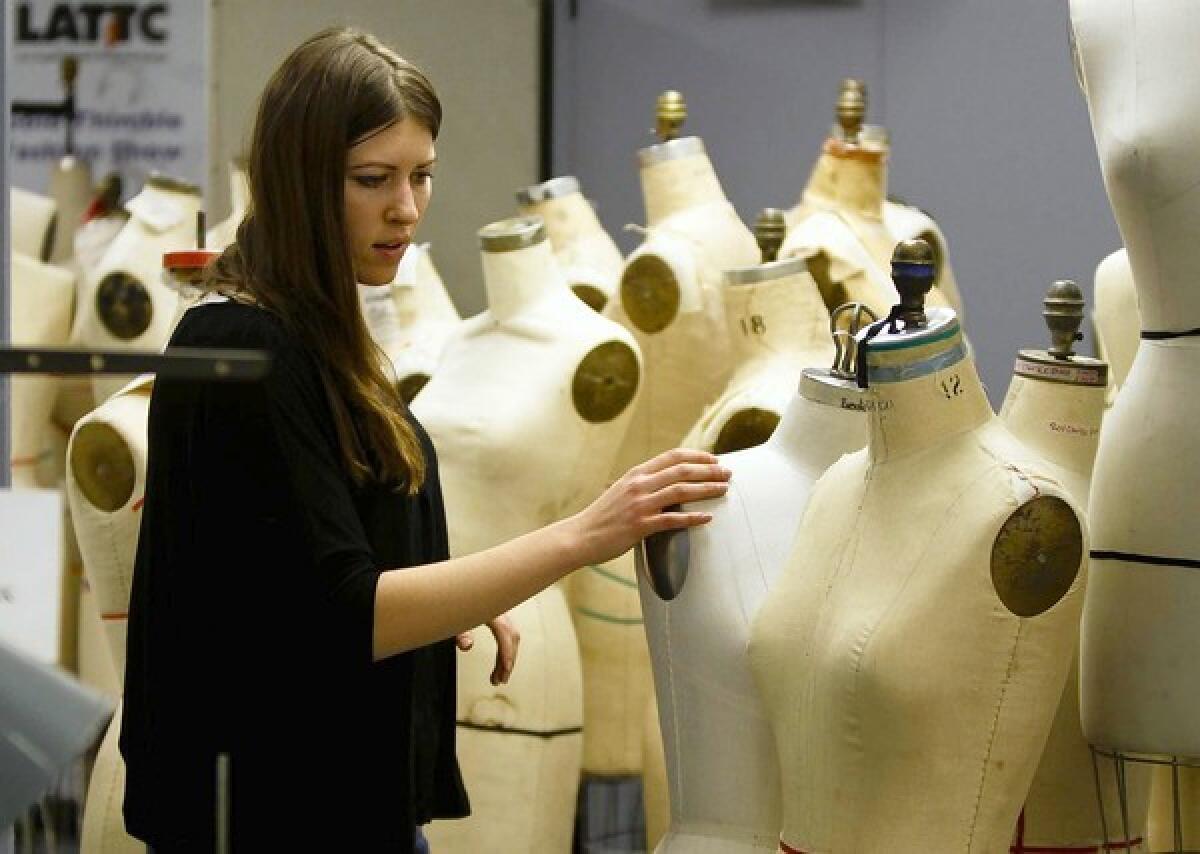 Student Evey Rothstein looks through the dress forms at The Los Angeles Trade-Technical College.