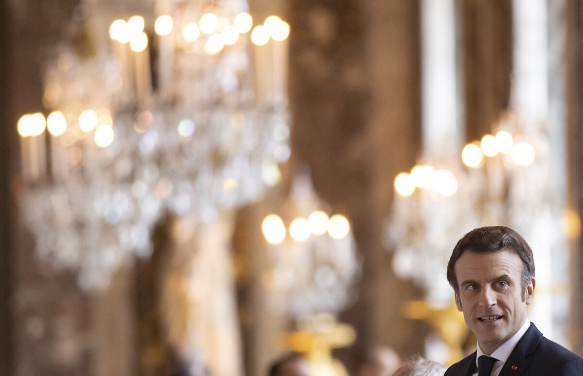 French President Emmanuel Macron at the palace of Versailles