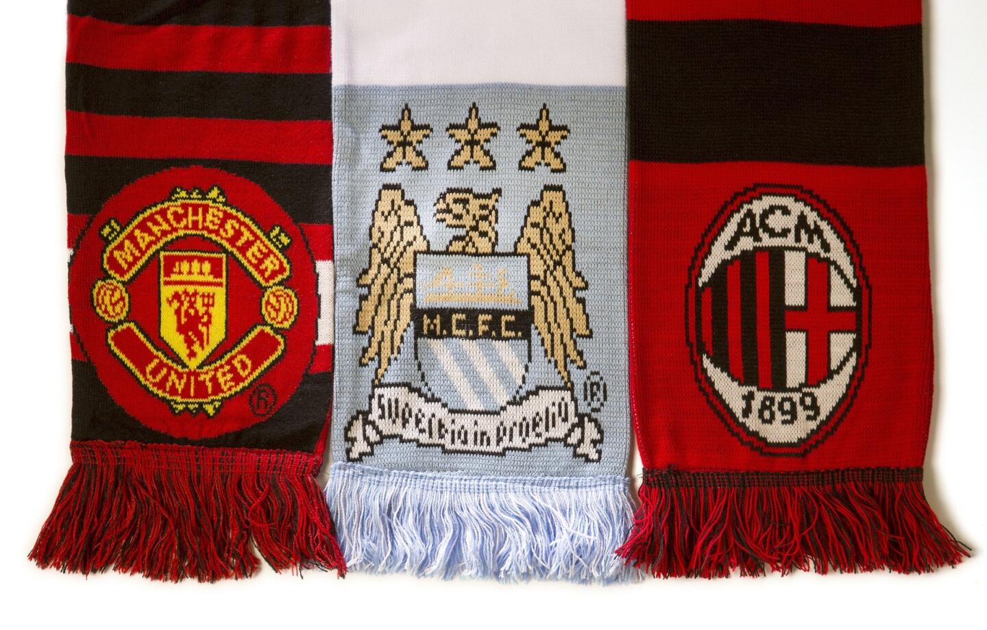 Left to right: Manchester United, Manchester City and A.C. Milan.