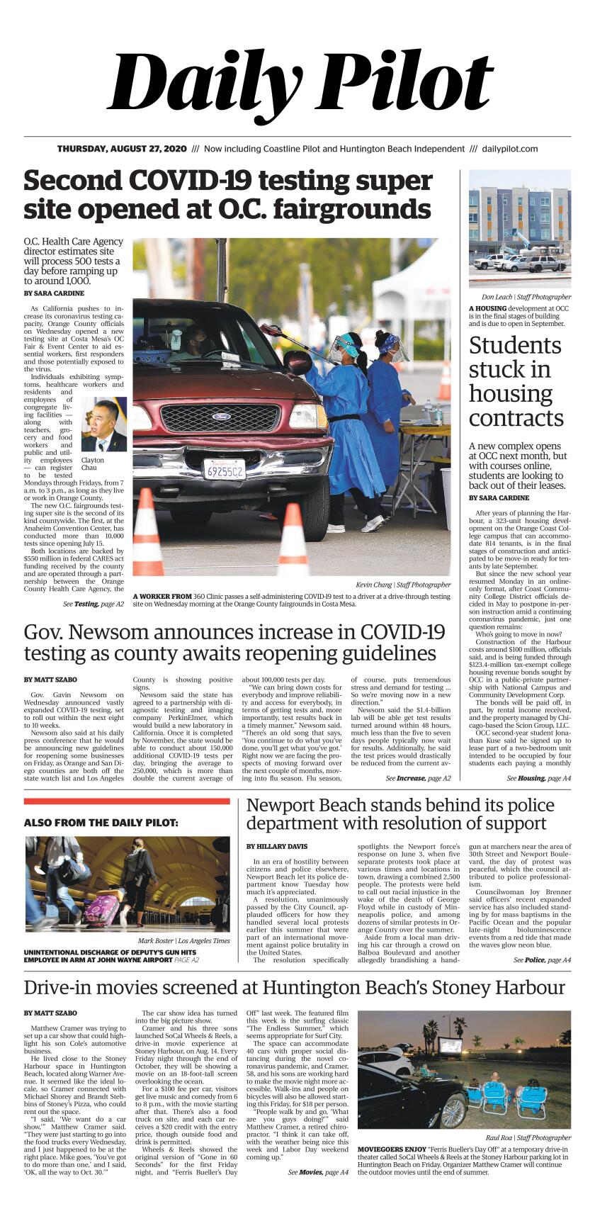 Daily Pilot e-Newspaper: Thursday, Aug. 27, 2020 - Los Angeles Times