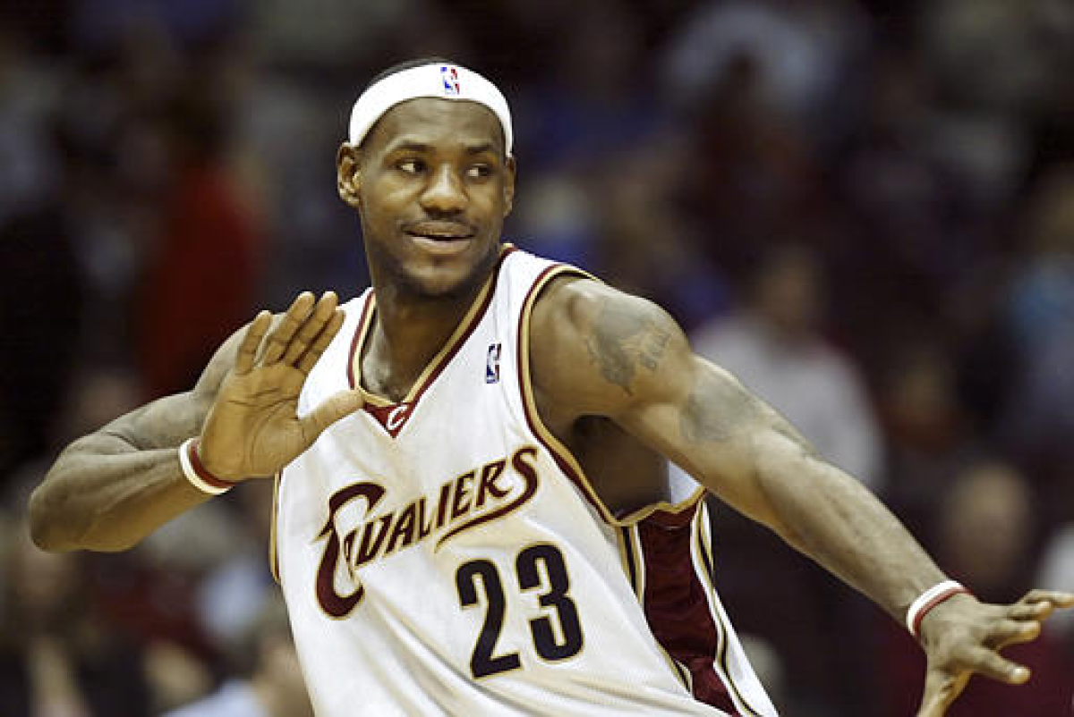 Cleveland Cavaliers star LeBron James strikes a pose before a game against the Toronto Raptors in March 2006.