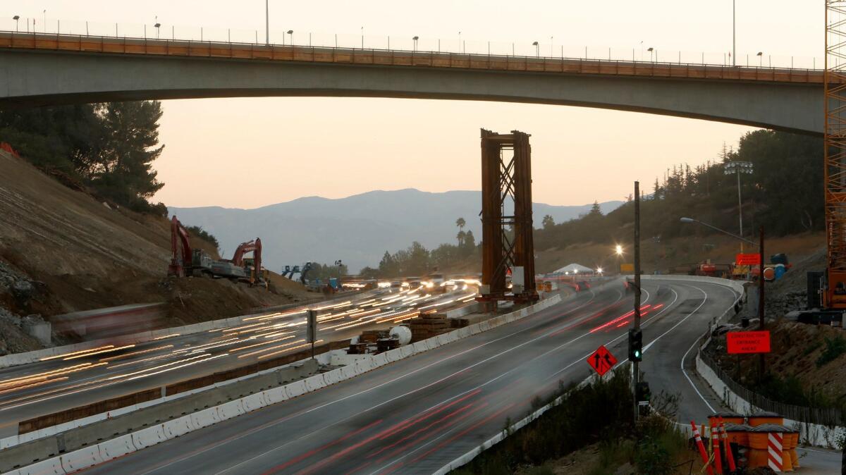 Commuters along the 405 in the Sepulveda Pass in 2012.