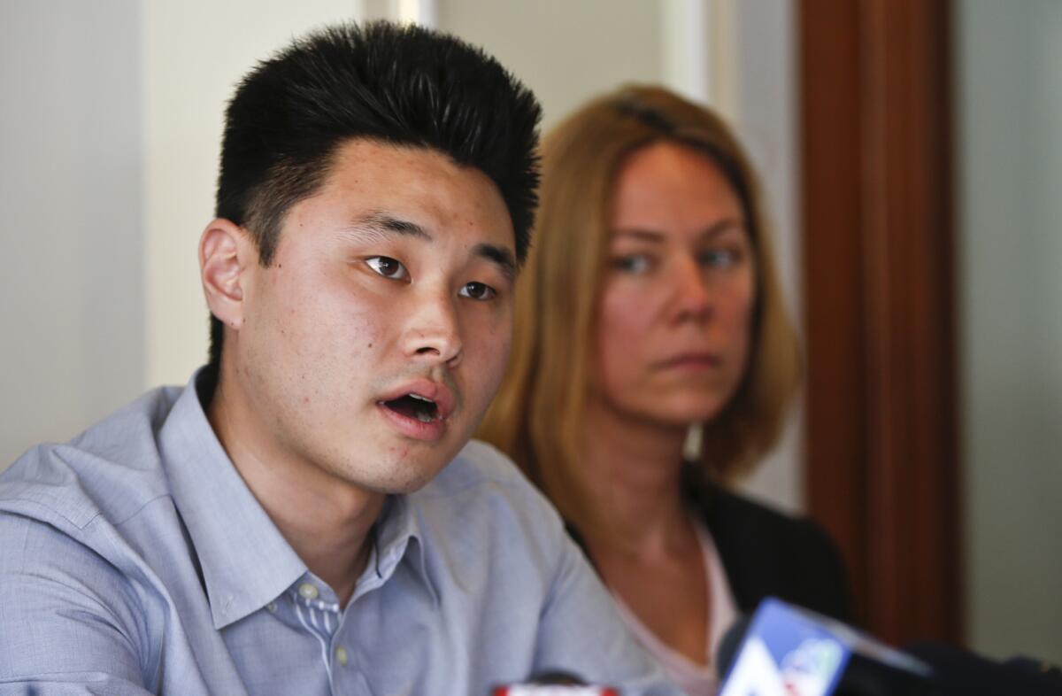 Student Daniel Chong talks about his ordeal while in the custody of the Drug Enforcement Administration, when he was forgotten and left without food and water for five days, at a news conference Thursday in San Diego.