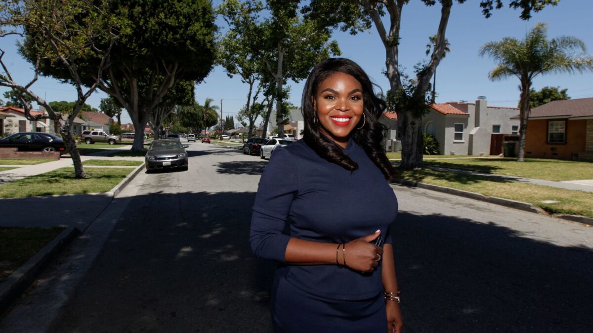 Compton Mayor Aja Brown outside her campaign office.