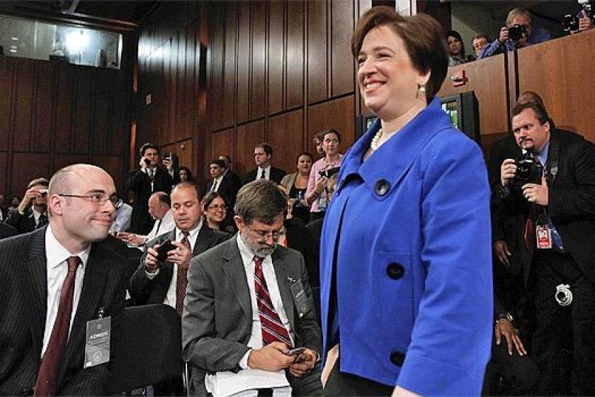 Elena Kagan arrives for her confirmation hearing before the Senate Judiciary Committee on Monday.