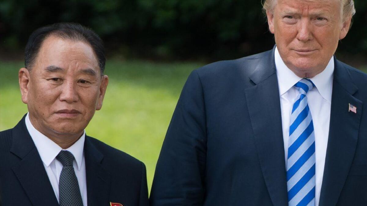 President Trump with North Korean emissary Kim Yong Chol at the White House on Friday.