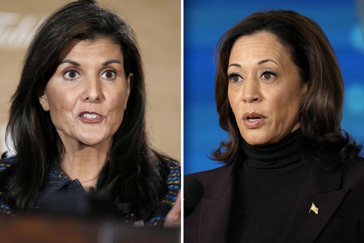 Republican presidential candidate Nikki Haley and Vice President Kamala Harris.